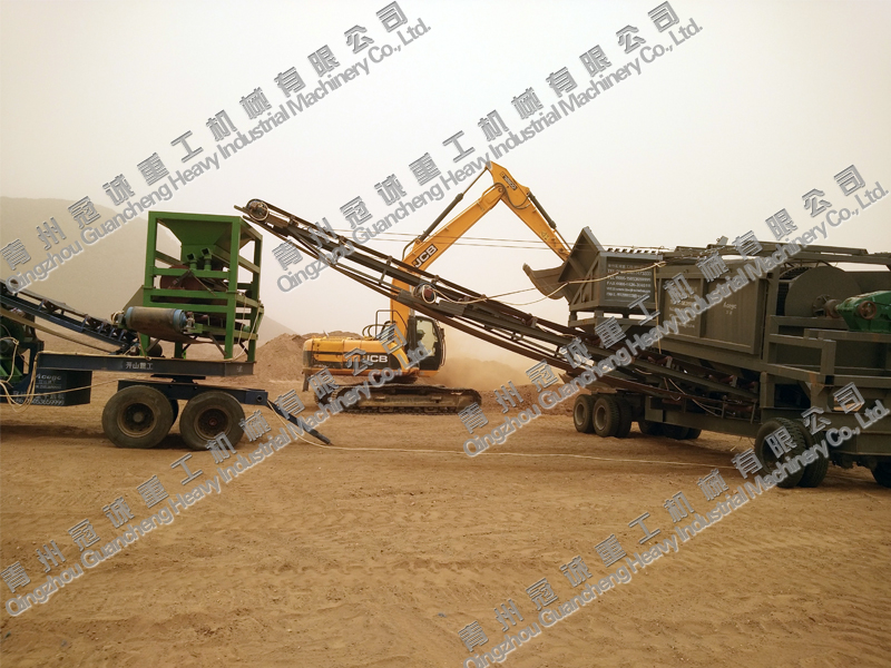 沙金設備-移動風選車工作現場